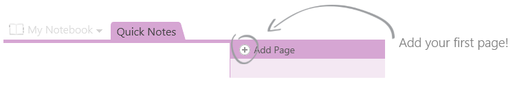 Add your first page to the Quick Notes section